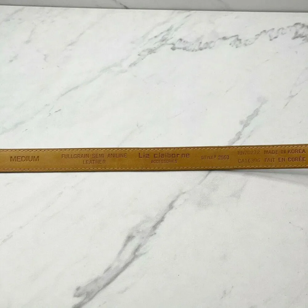 Liz Claiborne Gray Vintage Full Grain Semi Aniline Leather Belt Size Medium M